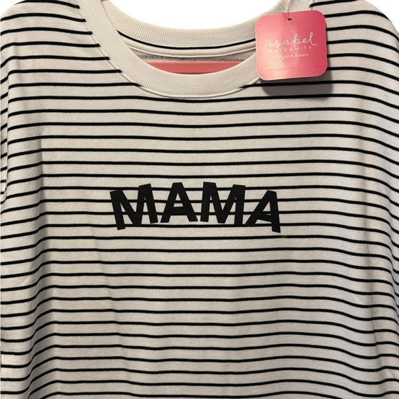 Women's Tie Waist Maternity Sweatshirt - Isabel Maternity -White/Black. Large - Picture 4 of 11